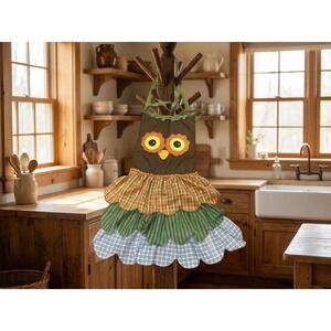 Adorable Owl Ruffled Apron Women's‎ Kitchen Cooking Baking Festive Novelty cute